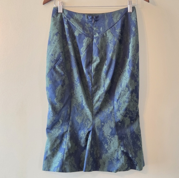 Zac Posen Vintage Jacquard Printed Mermaid Pinup Feminine Knee Skirt Size 4 - Picture 6 of 13